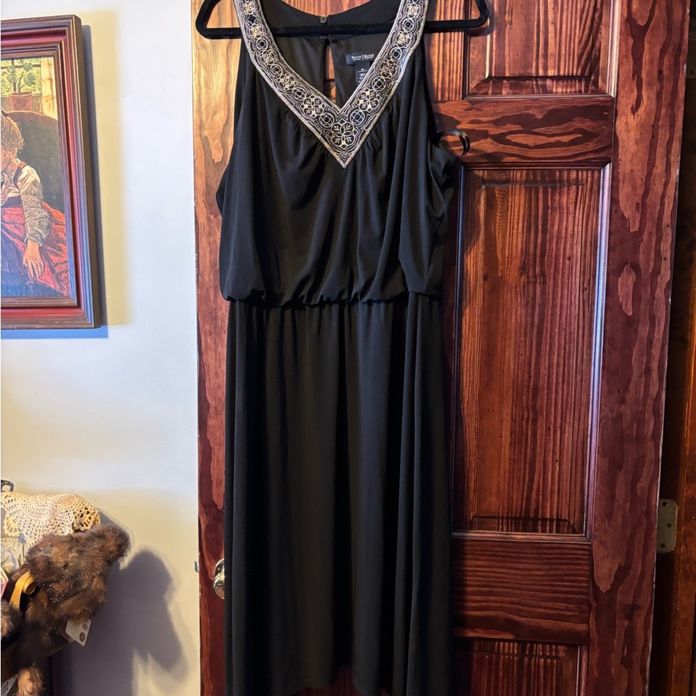 White House Black Market Black Ruched Halter Sundress
